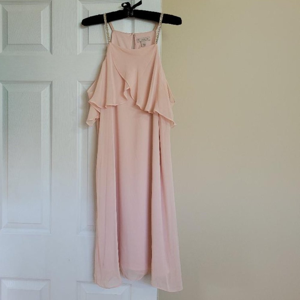 db established 1962 Pink Mesh Spaghetti Dress